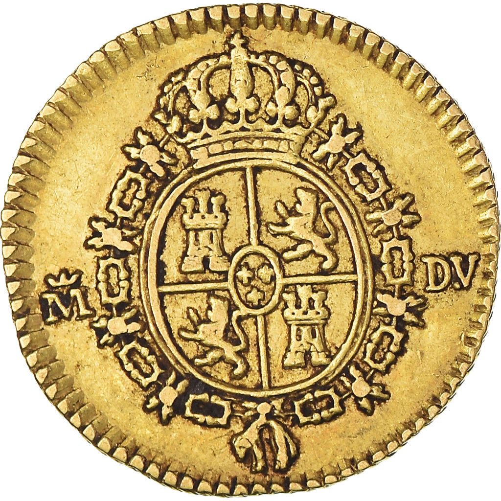 Moneta, Hiszpania, Charles III, 1/2 Escudo, 1786, Madrid, AU(50-53), Złoto