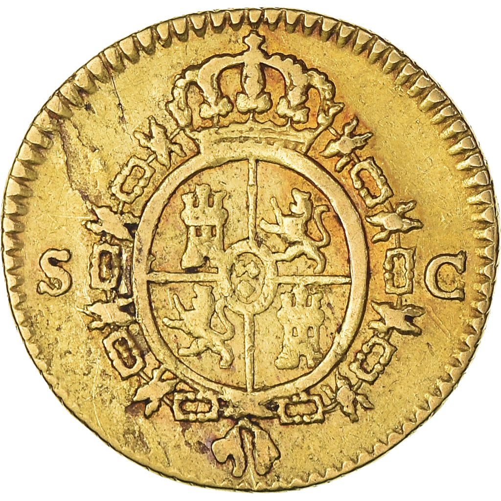 Moeda, Espanha, Charles III, 1/2 Escudo, 1788, Seville, EF(40-45), Dourado