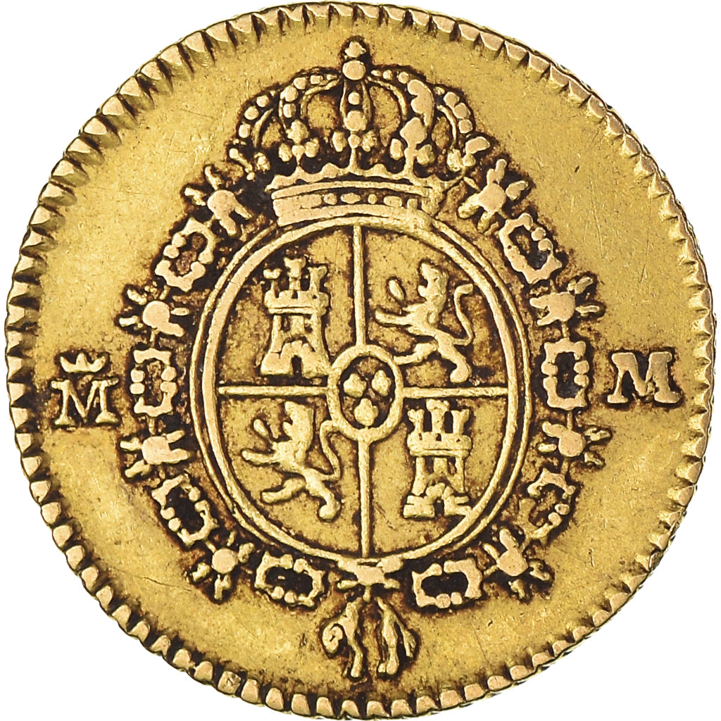 Coin, Spain, Charles IV, 1/2 Escudo, 1788, Madrid, EF(40-45), Gold, KM:433