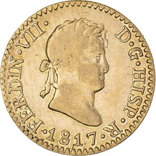 Moneda, España, Ferdinand VII, 1/2 Escudo, 1817, Madrid, MBC+, Oro, KM:492