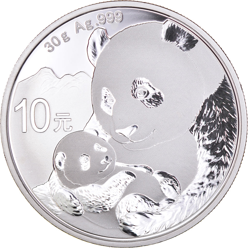 Coin, China, Panda, 10 Yüan, 2019, Bullion, MS(65-70), Silver