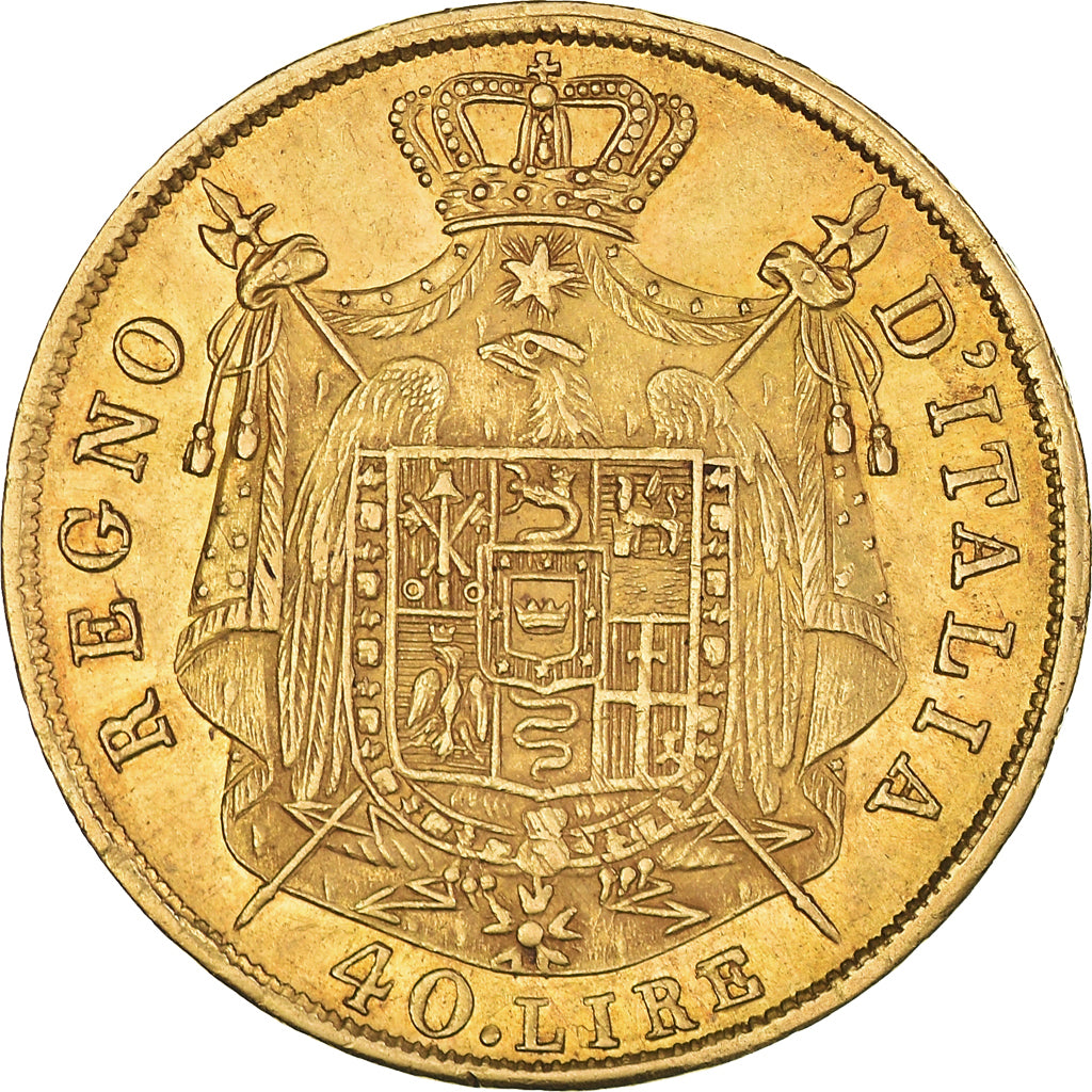 Moeda, ESTADOS ITALIANOS, KINGDOM OF NAPOLEON, Napoleon I, 40 Lire, 1810, Milan