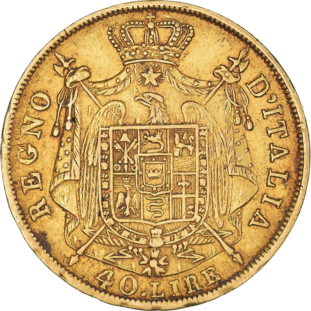 Moneta, DEPARTAMENTY WŁOSKIE, KINGDOM OF NAPOLEON, Napoleon I, 40 Lire, 1812