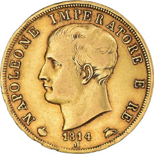 Moneta, DEPARTAMENTY WŁOSKIE, KINGDOM OF NAPOLEON, Napoleon I, 40 Lire, 1814