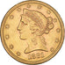 Moeda, Estados Unidos da América, Coronet Head, $5, Half Eagle, 1881, San