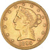 Moneta, USA, Coronet Head, $5, Half Eagle, 1895, Philadelphia, AU(55-58)