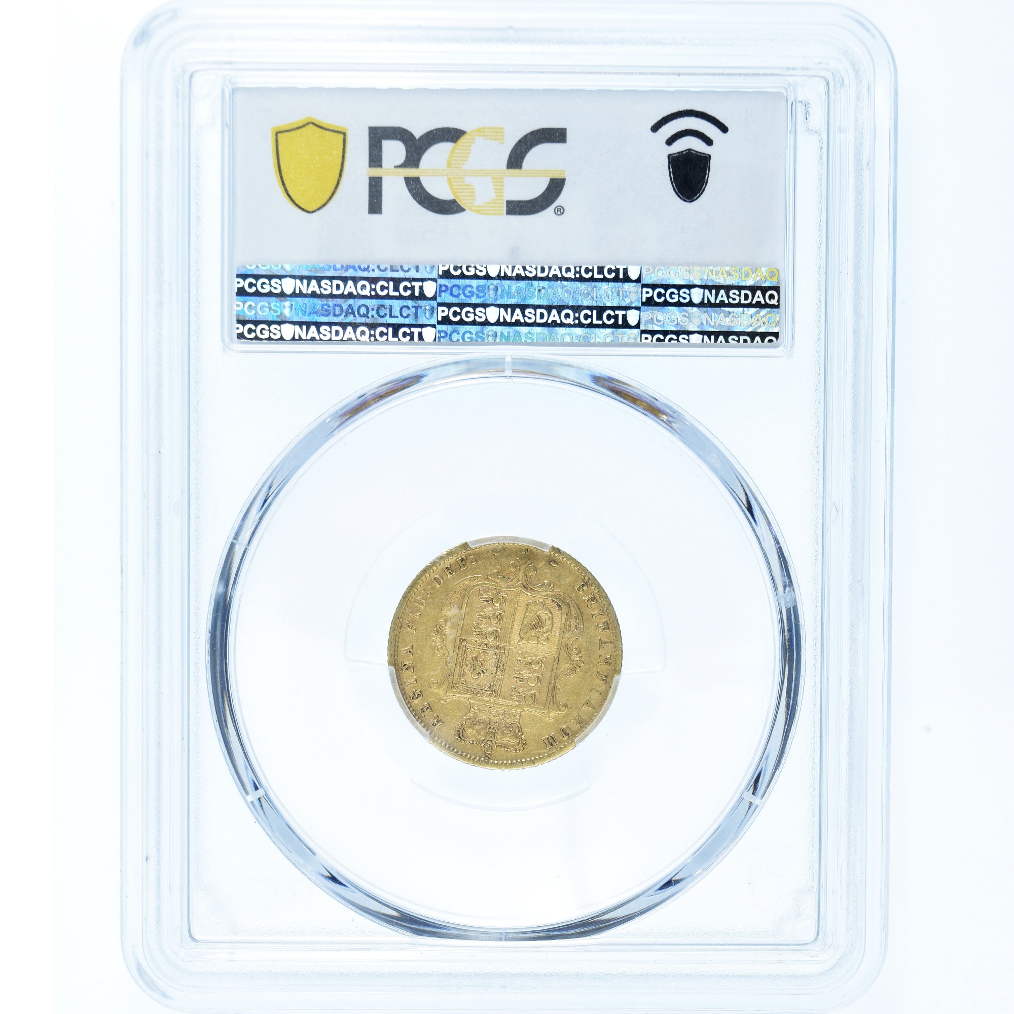 Coin, Australia, Victoria, 1/2 Sovereign, 1877, Melbourne, Wide Ribbon, PCGS