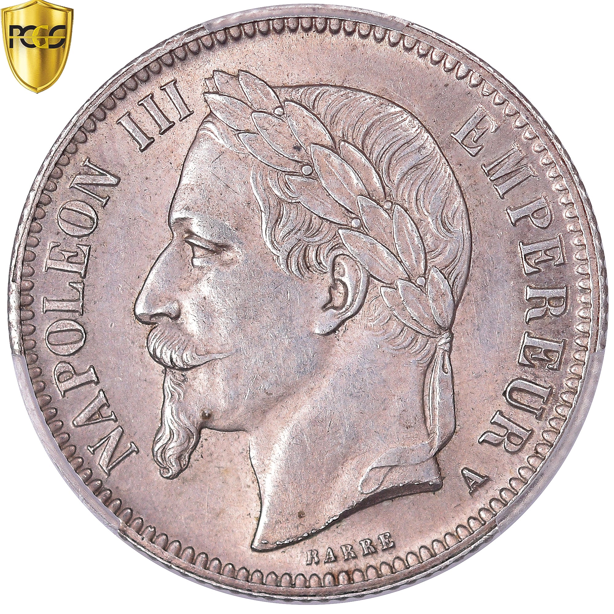 Coin, France, Napoleon III, Franc, 1867, Paris, PCGS, UNC Details, UNC, Silver