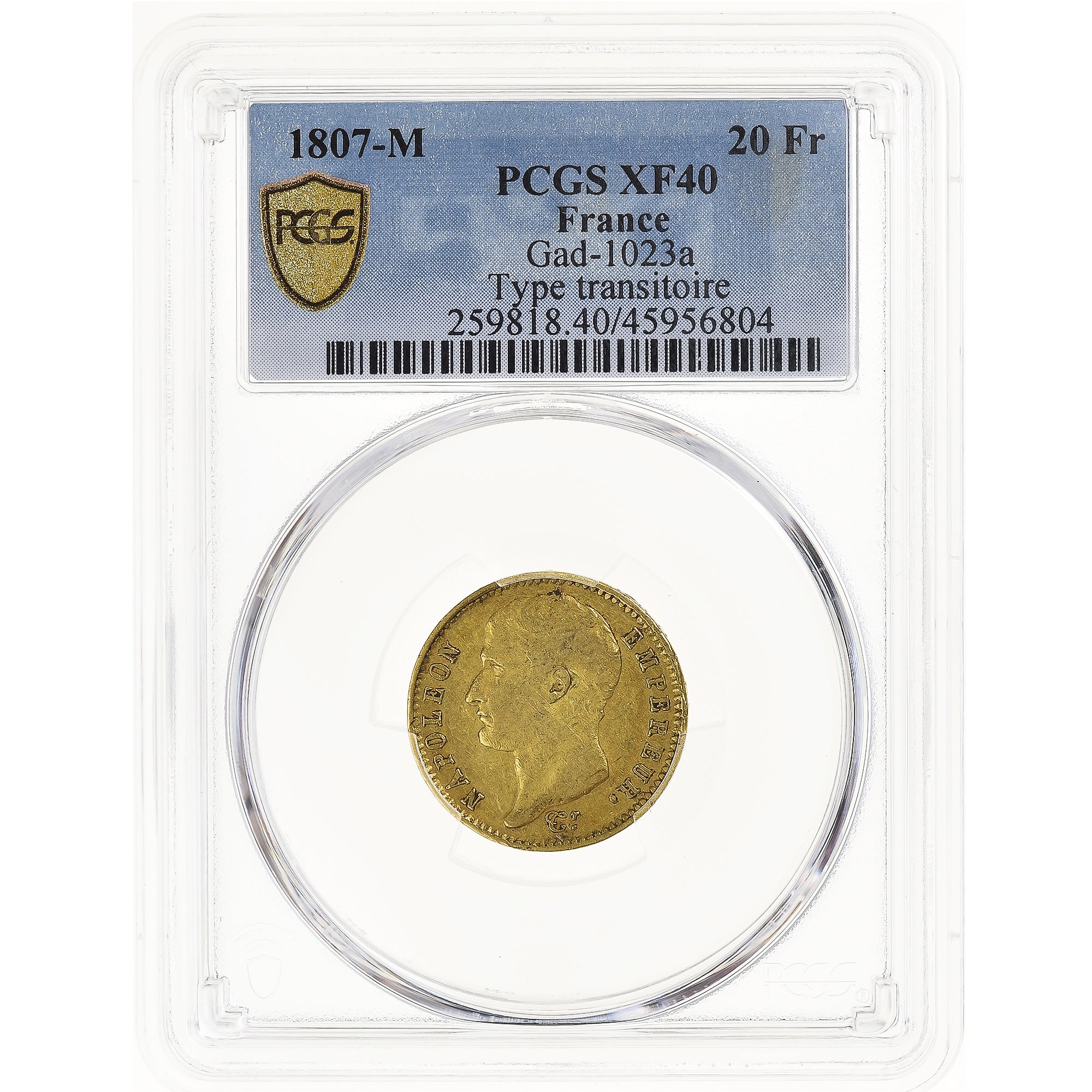 Monnaie, France, Napoleon I, 20 Francs, 1807, Toulouse, PCGS, XF40, TTB, Or