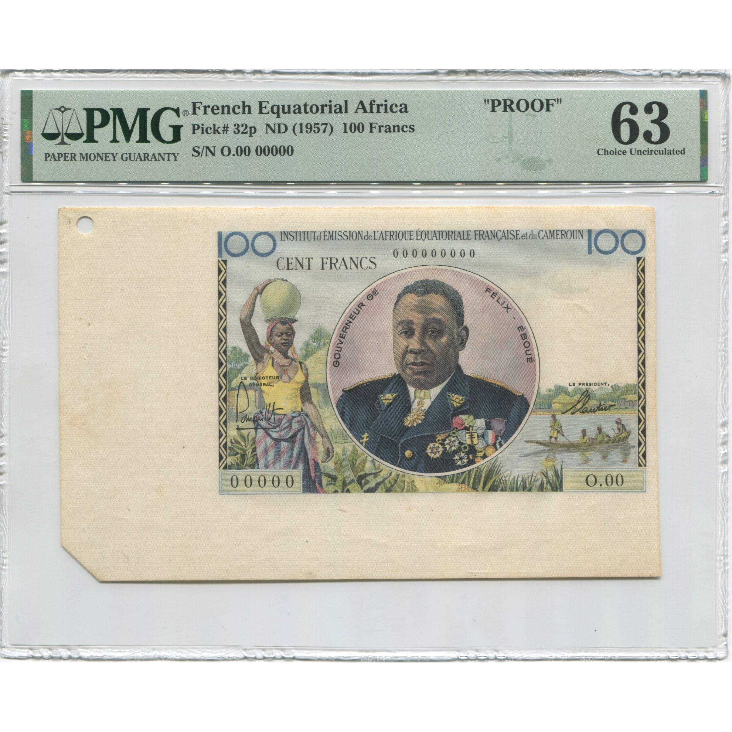 Banknote, French Equatorial Africa, 100 Francs, undated (1957), Proof, KM:32