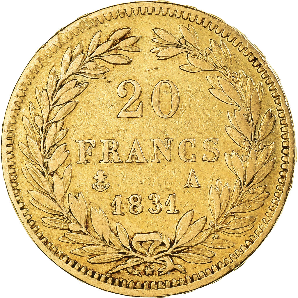 Moeda, França, Louis-Philippe, 20 Francs, 1831, Paris, EF(40-45), Dourado