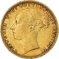 Moeda, Grã-Bretanha, Victoria, Sovereign, 1880, London, VF(30-35), Dourado