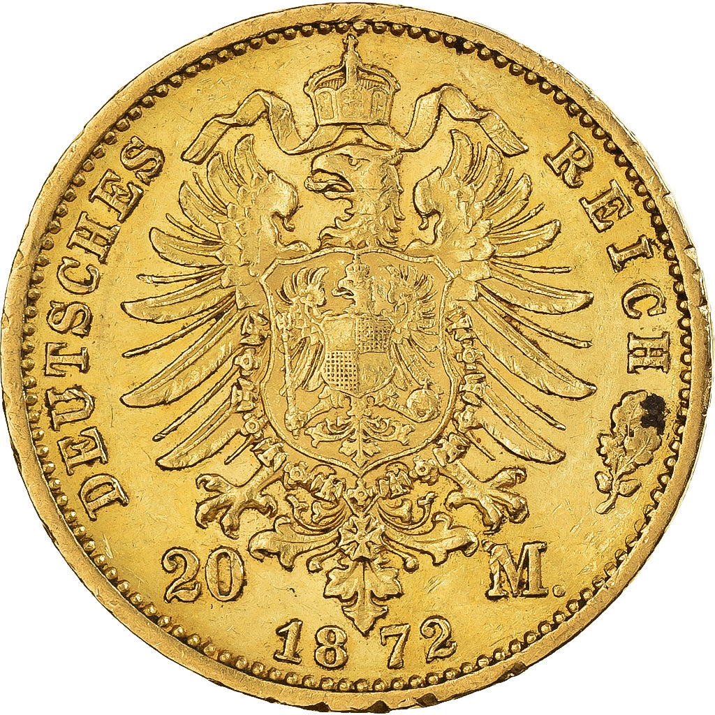 Moneda, Estados alemanes, PRUSSIA, Wilhelm I, 20 Mark, 1872, Hannover, EBC, Oro