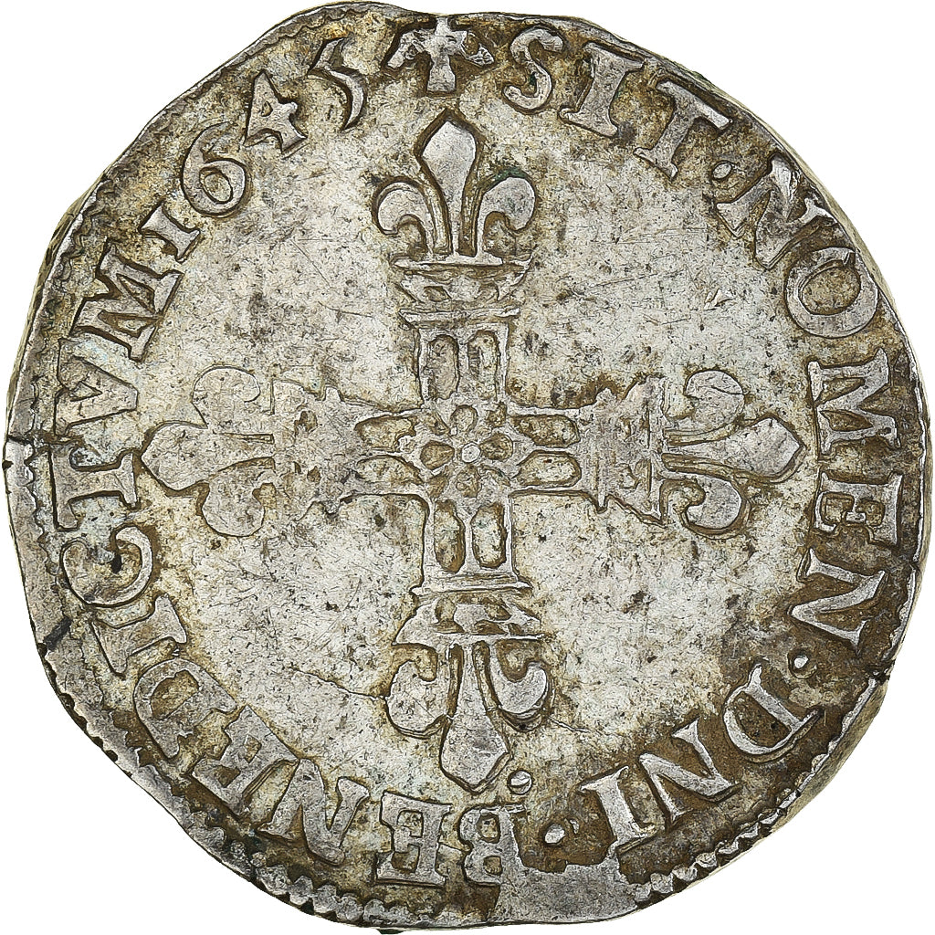 Coin, France, Louis XIV, 1/4 Écu, frappé au marteau, 1/4 Ecu, 1645, Nantes