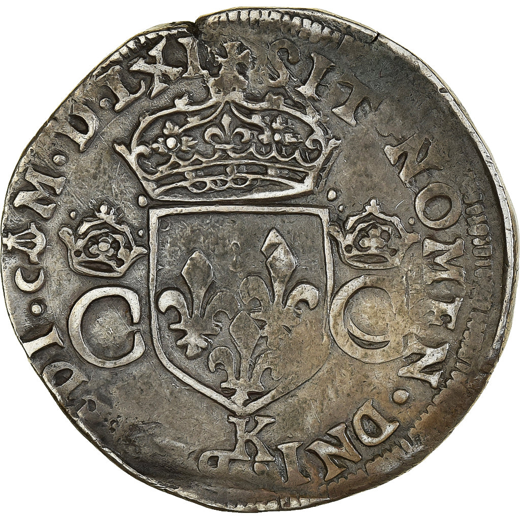 Coin, France, Charles IX, Teston, 1561, Bordeaux, VF(30-35), Silver