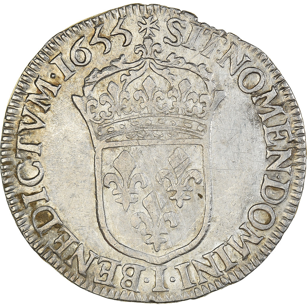 Moneta, Francia, Louis XIV, 1/2 Écu à la mèche longue, 1/2 Ecu, 1655