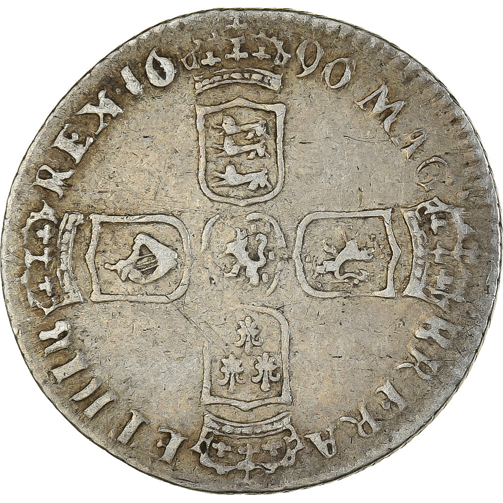 Coin, Great Britain, William III, 6 Pence, 1696, London, VF(30-35), Silver