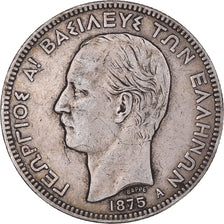 Coin, Greece, George I, 5 Drachmai, 1875, Paris, VF(30-35), Silver, KM:46