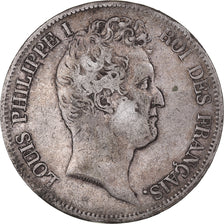 Moeda, França, Louis-Philippe, 5 Francs, 1831, Lille, VF(30-35), Prata