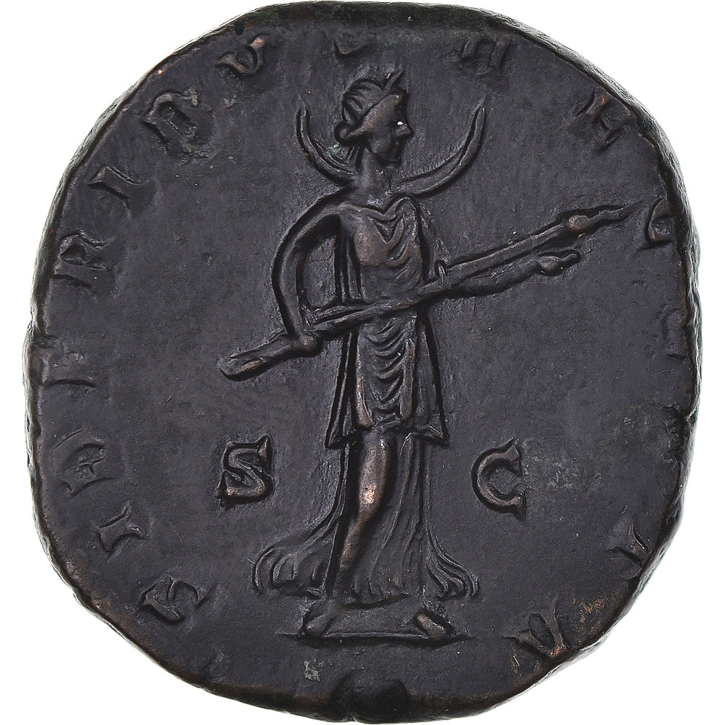 Coin, Ancient Rome, Roman Empire (27 BC – AD 476), Faustina II, Sestertius