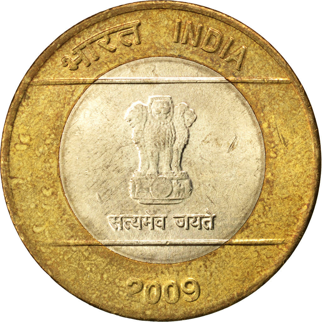 Coin, INDIA-REPUBLIC, 10 Rupees, 2009, MS(60-62), Bi-Metallic, KM:363