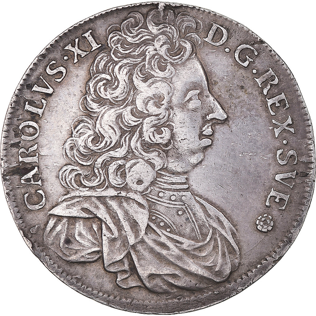 Coin, Sweden, Karl XI, 4 Mark, 1696, Stockholm, EF(40-45), Silver, KM:296