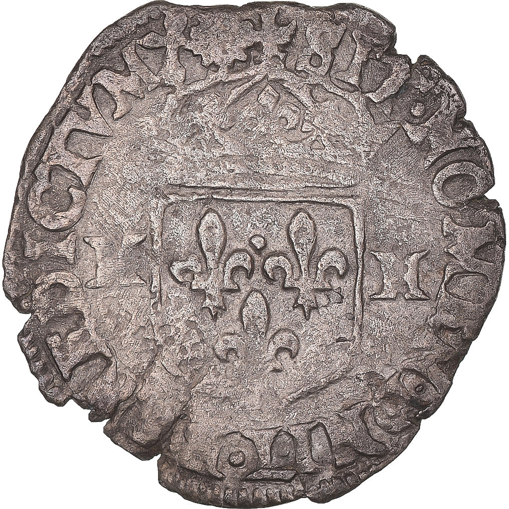 Coin, France, Henri IV, Douzain aux 2H, croix de face, 1595, Bayonne, VF(30-35)
