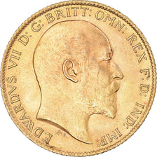 Moeda, Grã-Bretanha, Edward VII, 1/2 Sovereign, 1907, London, AU(55-58)