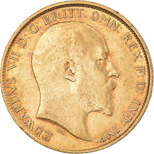 Coin, Australia, Edward VII, 1/2 Sovereign, 1908, Melbourne, AU(50-53), Gold