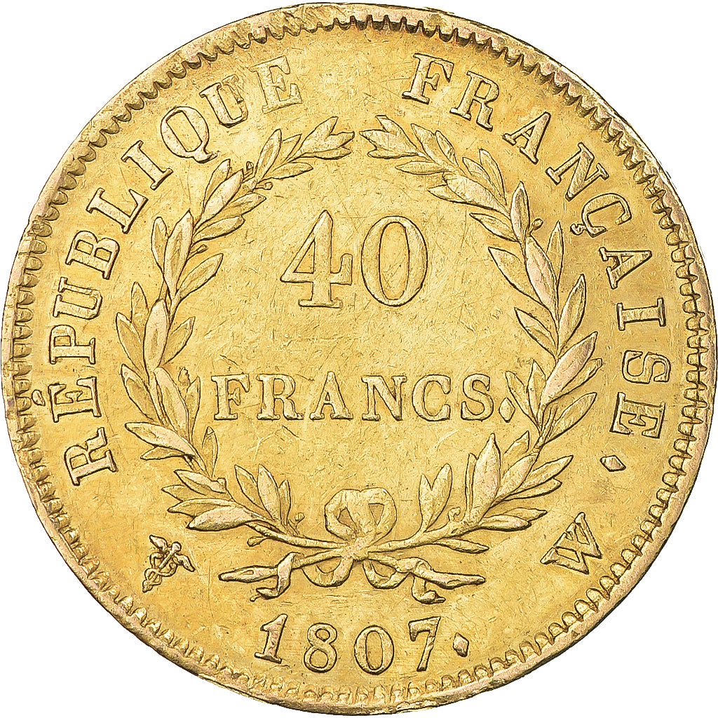 Monnaie, France, Napoleon I, 40 Francs, 1807, Lille, TTB+, Or, Gadoury:1082a