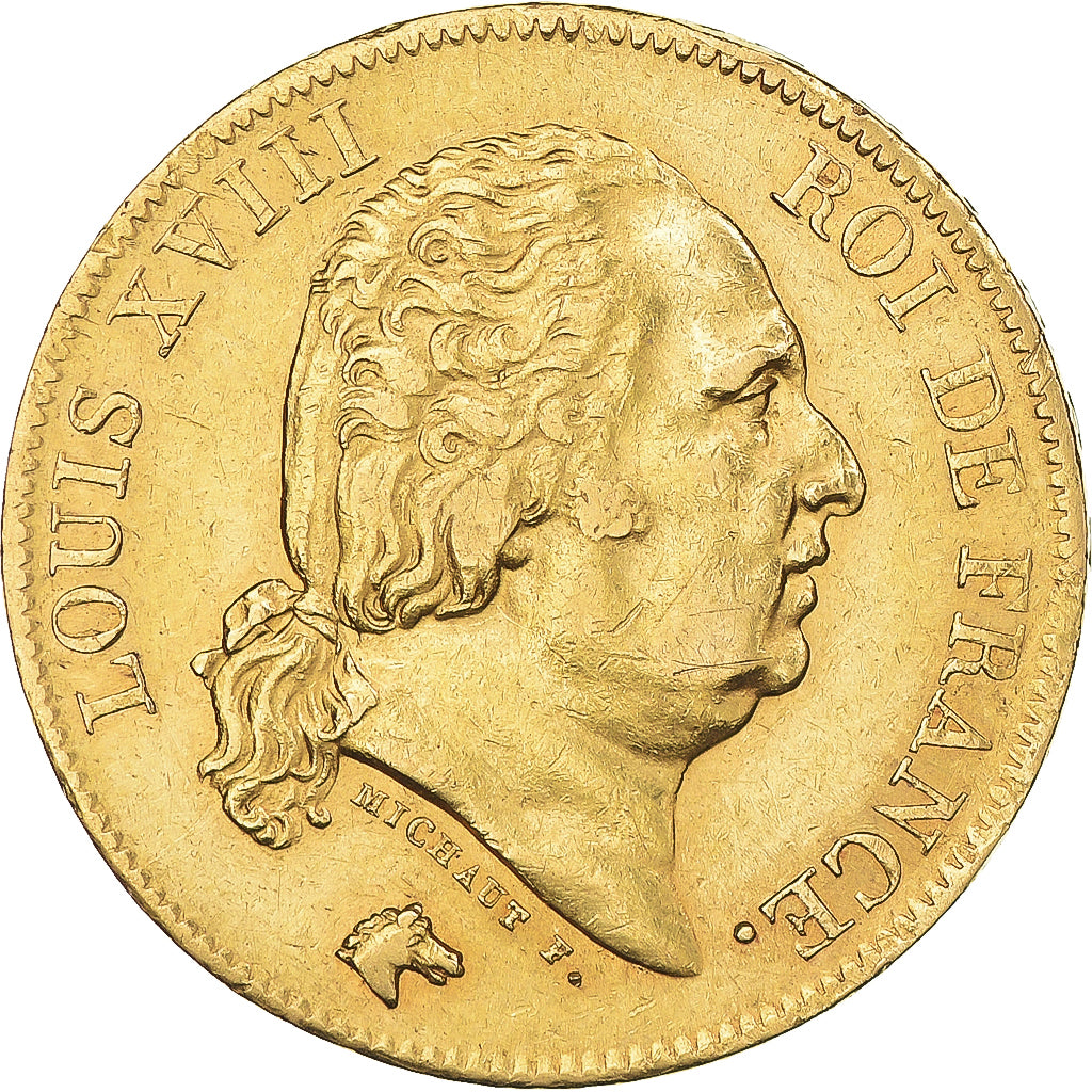 Munten, Frankrijk, Louis XVIII, 40 Francs, 1818, Lille, PR, Goud, KM:713.6