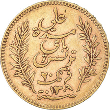 Moneta, Tunisia, Ali Bey, 20 Francs, 1892, Paris, BB, Oro, KM:227, Lecompte:445