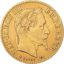 Moneta, Francia, Napoleon III, 10 Francs, 1866, Strasbourg, BB, Oro, KM:800.2
