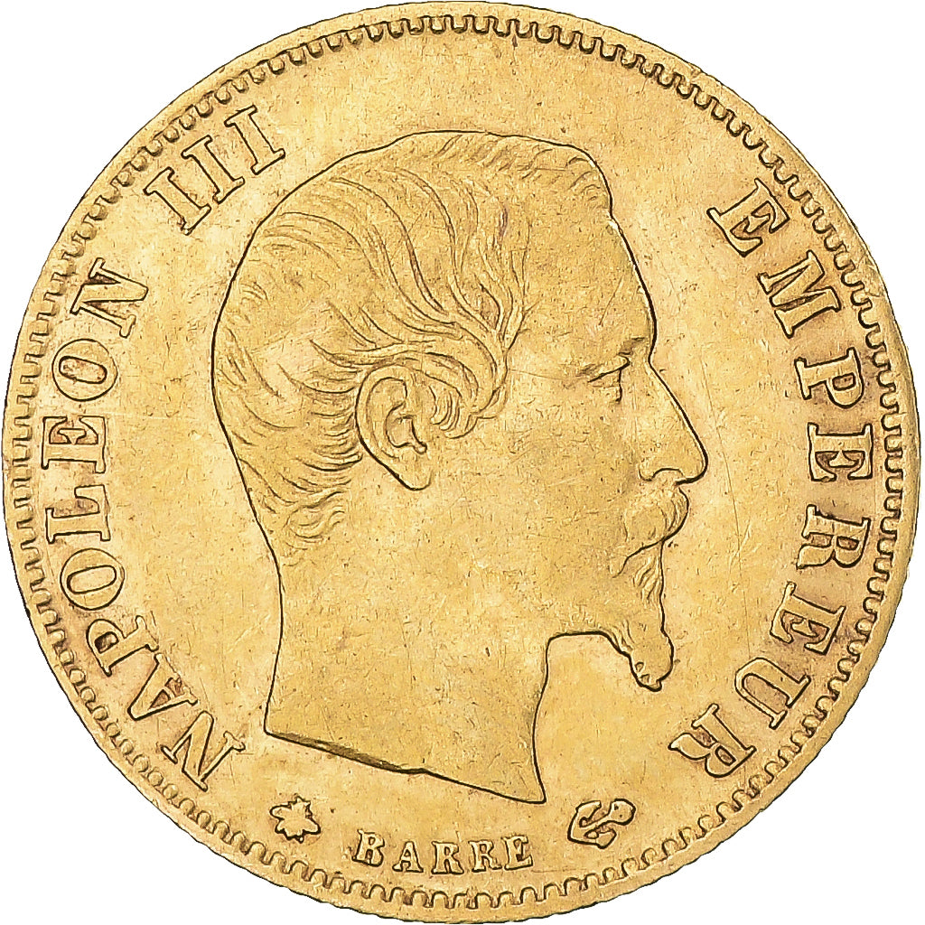 Moneda, Francia, Napoleon III, 5 Francs, 1860, Strasbourg, MBC+, Oro, KM:787.2