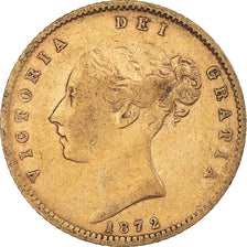 Moneda, Gran Bretaña, Victoria, 1/2 Sovereign, 1872, London, MBC, Oro, KM:735.2