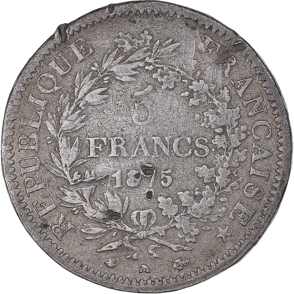 Münze, Frankreich, Hercule, 5 Francs, 1875, Paris, Contemporary forgery in tin
