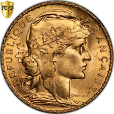 Coin, France, Marianne, 20 Francs, 1907, Paris, PCGS, MS65, MS(65-70), Gold