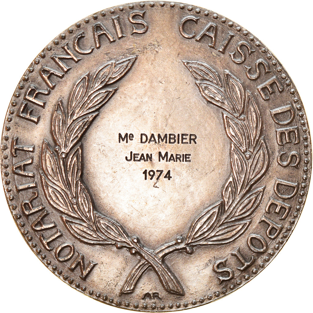 France, Medal, Notary, Notariat Français, Justinien Ier, 1974, AU(55-58)