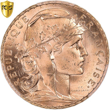 Moneta, Francia, Marianne, 20 Francs, 1910, Paris, PCGS, MS66, FDC, Oro, KM:857