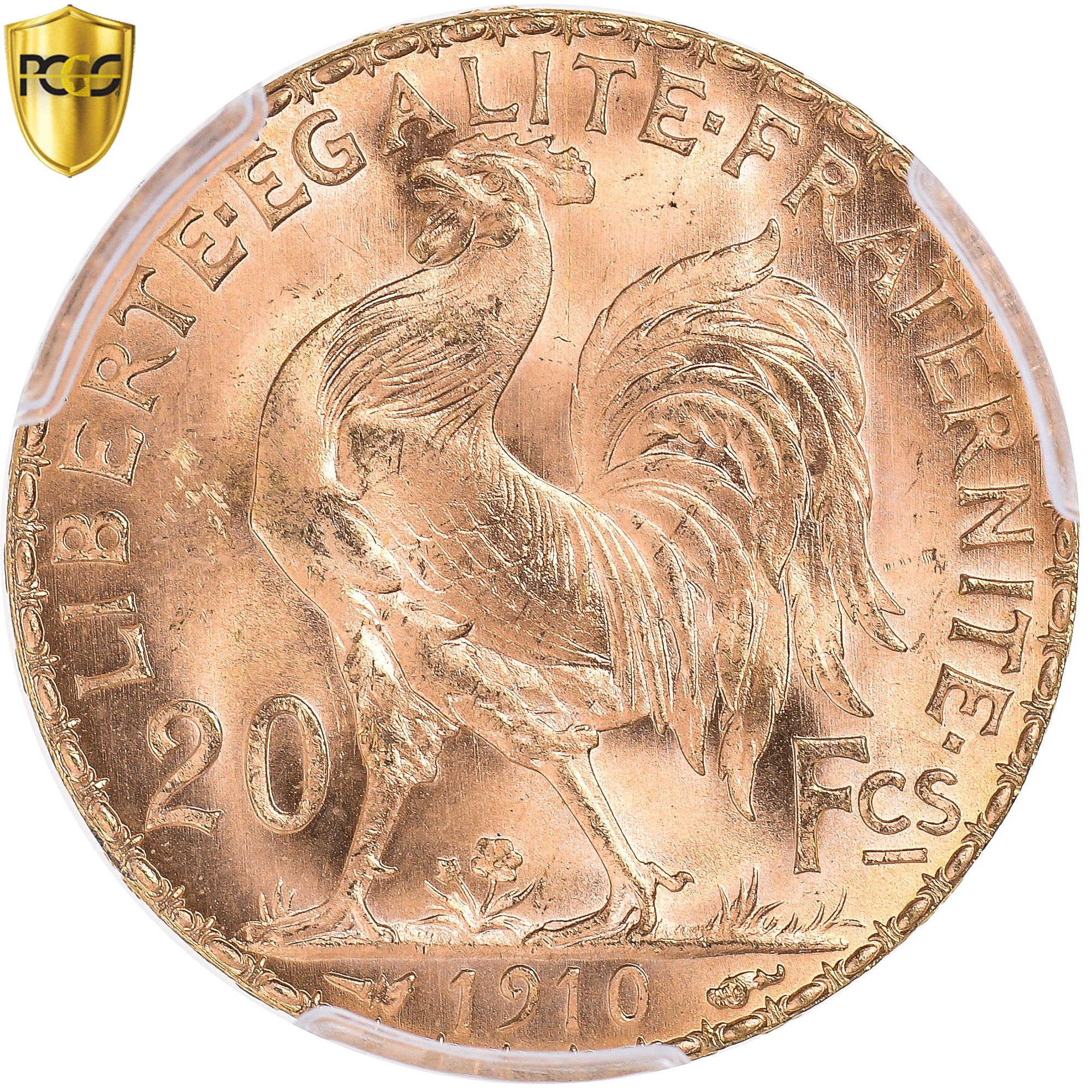 Moneta, Francia, Marianne, 20 Francs, 1910, Paris, PCGS, MS66, FDC, Oro, KM:857