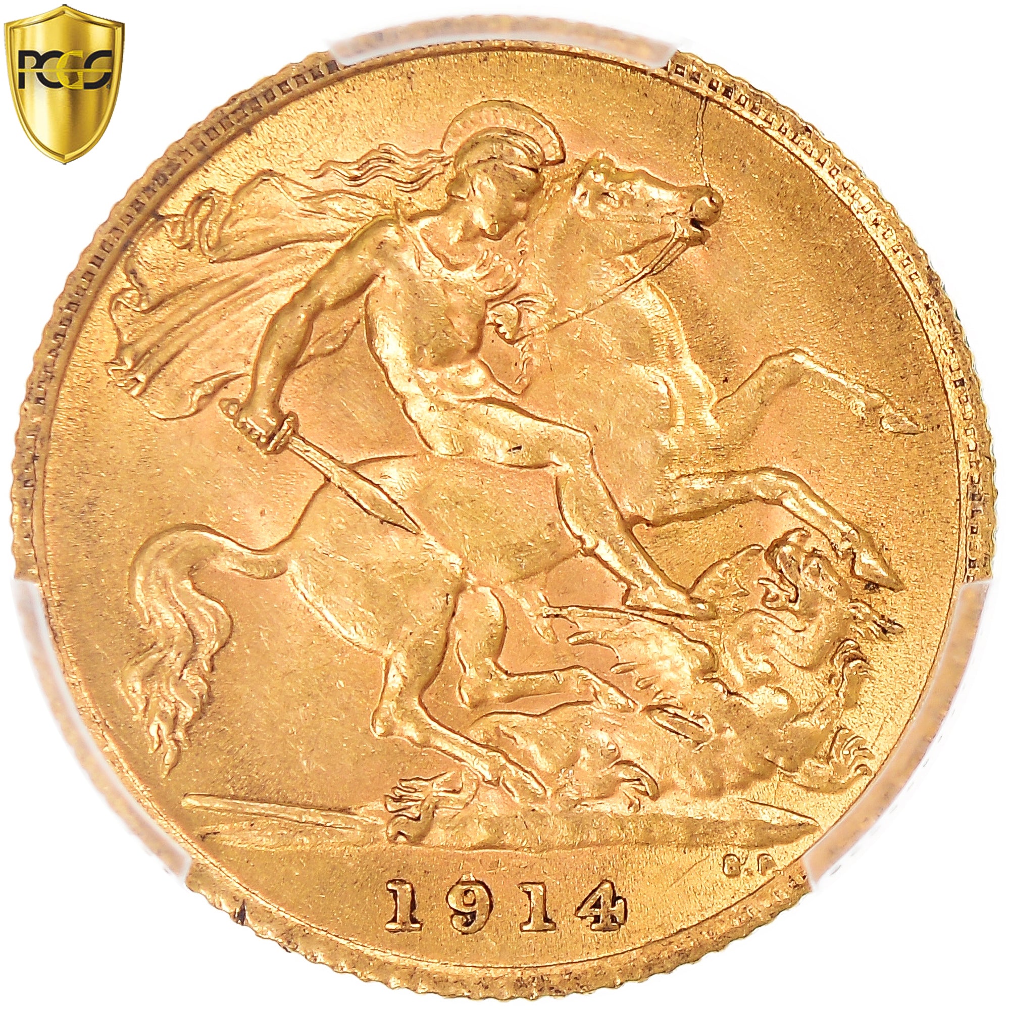 Coin, Great Britain, George V, 1/2 Sovereign, 1914, London, PCGS, MS62