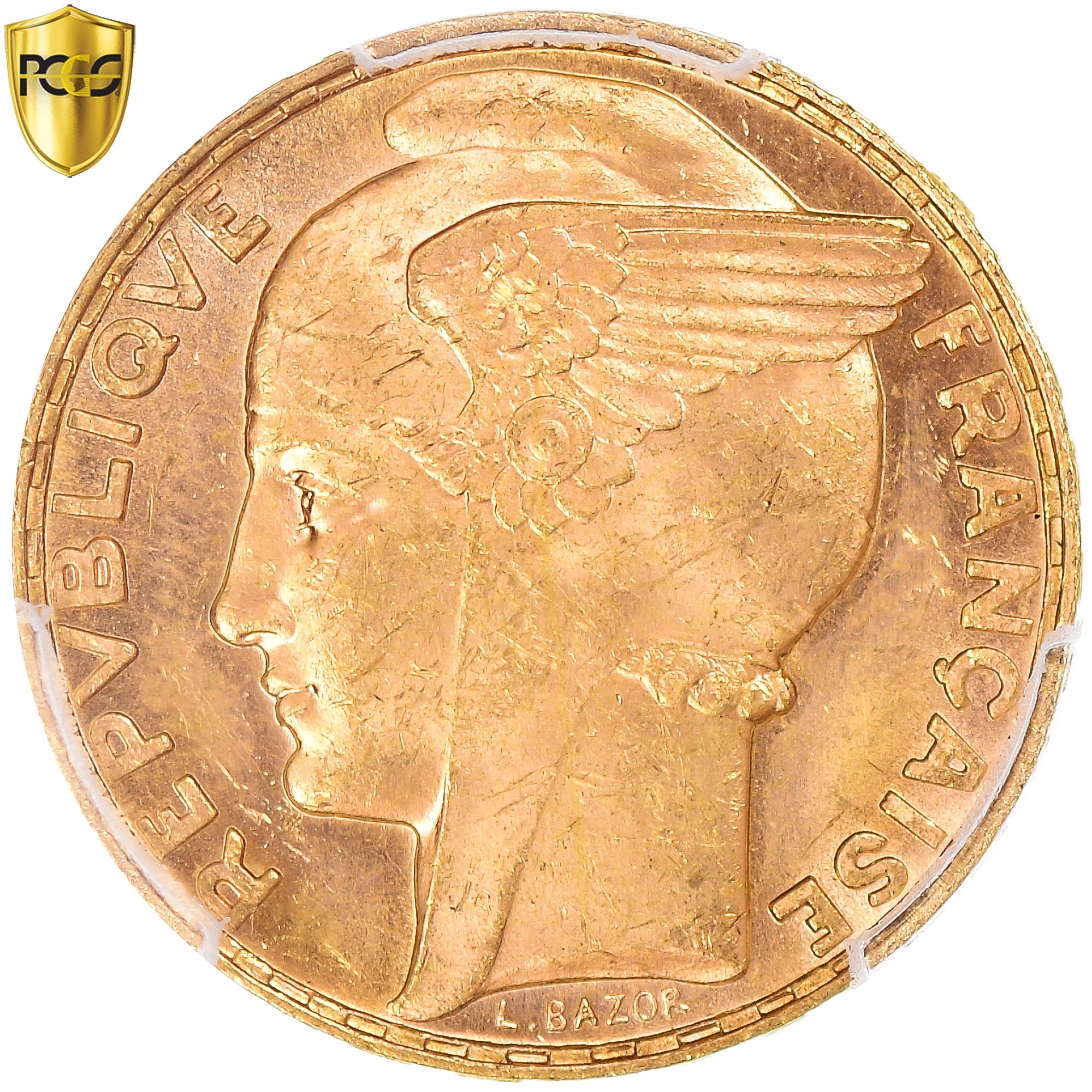 Coin, France, Bazor, 100 Francs, 1935, Paris, PCGS, MS64, MS(64), Gold, KM:880