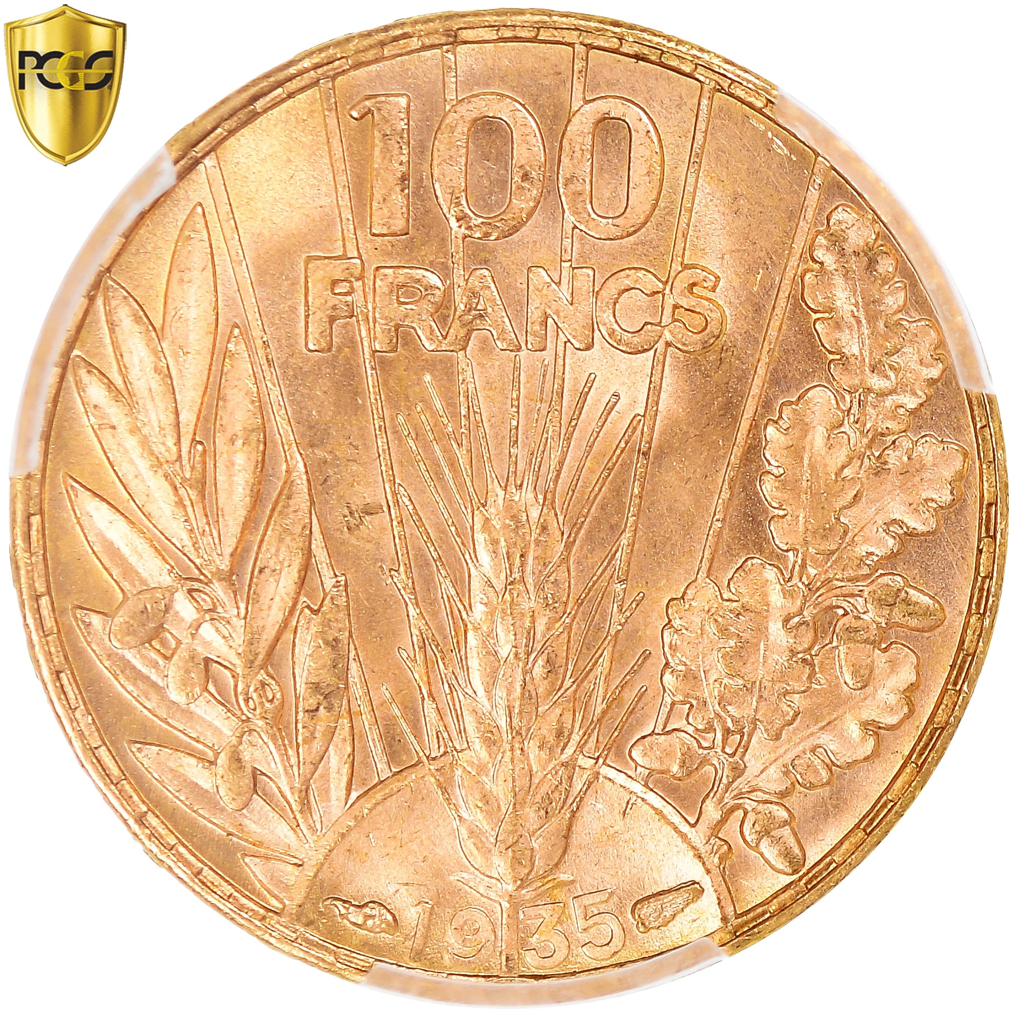 Coin, France, Bazor, 100 Francs, 1935, Paris, PCGS, MS64, MS(64), Gold, KM:880