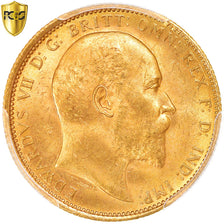 Coin, Australia, Edward VII, Sovereign, 1907, Sydney, PCGS, MS63, MS(63), Gold
