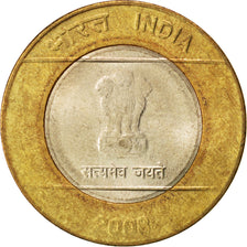 Moneta, INDIE-REPUBLIKA, 10 Rupees, 2008, MS(63), Bimetaliczny, KM:363