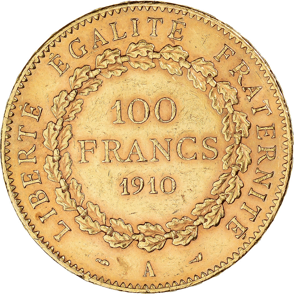 Moneda, Francia, Génie, 100 Francs, 1910, Paris, MBC+, Oro, KM:858, Le
