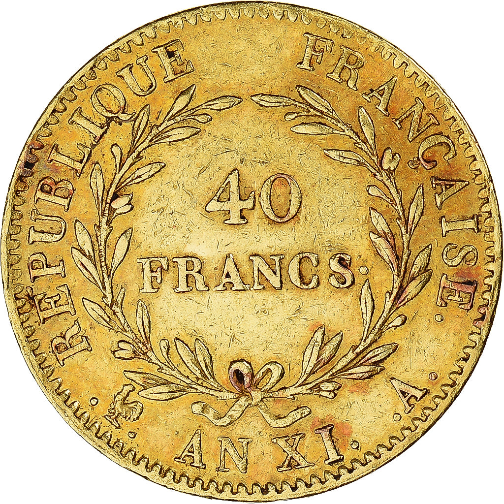 Coin, France, Napoleon I, 40 Francs, An XI, Paris, AU(50-53), Gold, KM:652