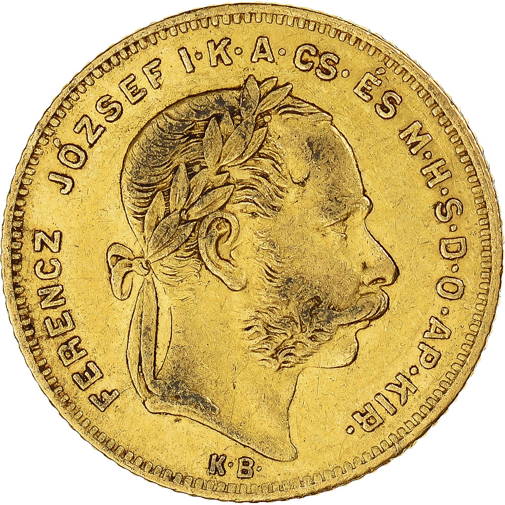 Moneta, Węgry, Franz Joseph I, 8 Forint 20 Francs, 1879, Kremnitz, EF(40-45)