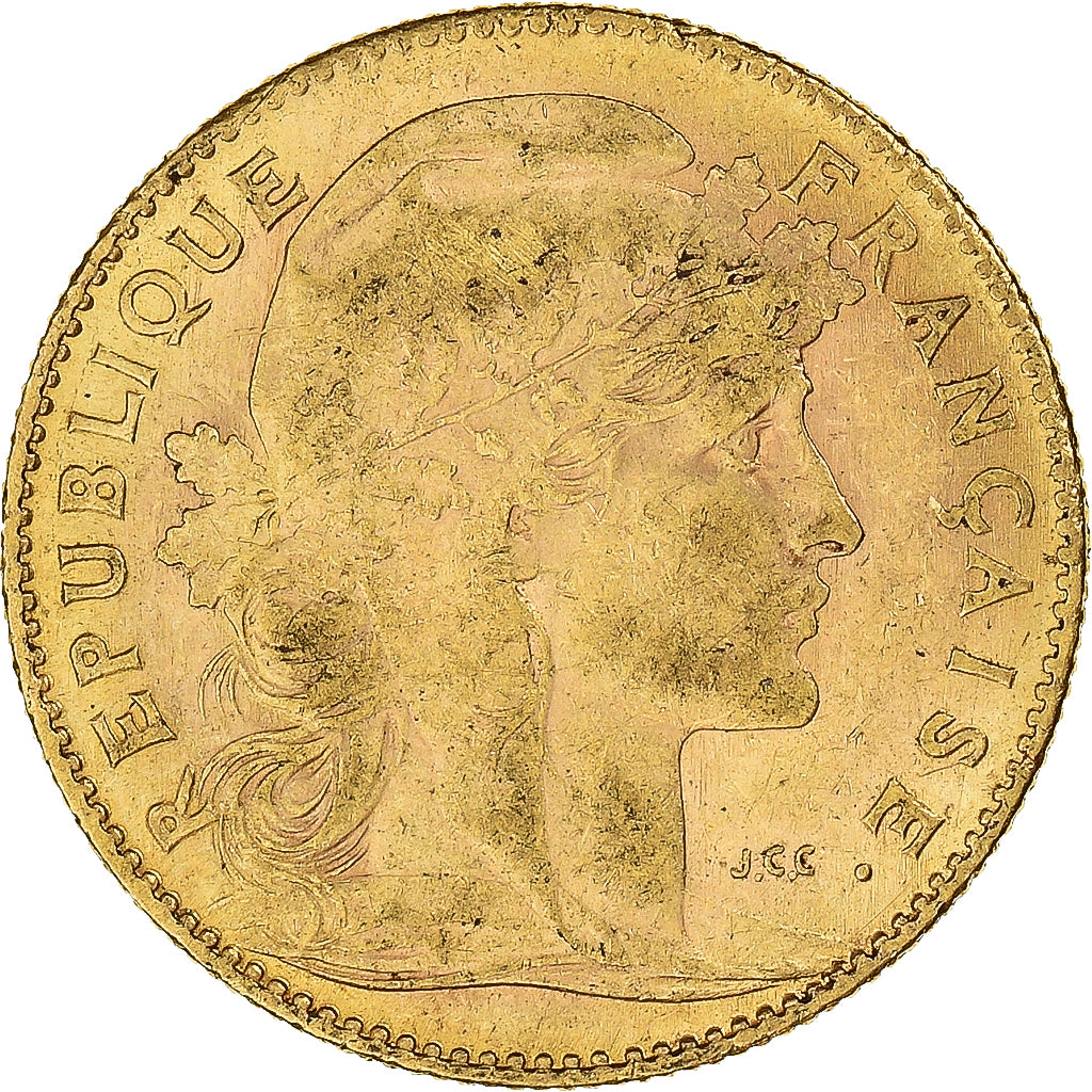 Moeda, França, Marianne, 10 Francs, 1911, Paris, EF(40-45), Dourado, KM:846