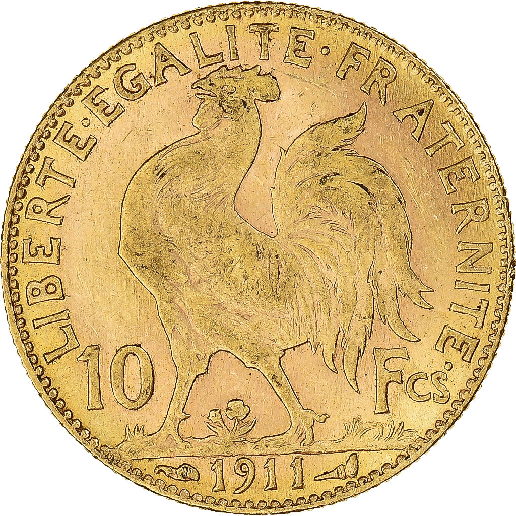 Moeda, França, Marianne, 10 Francs, 1911, Paris, EF(40-45), Dourado, KM:846